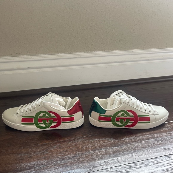 Brand New Gucci Ace Sneakers Green Red Logo GG White Womens Size 36.5 - Picture 8 of 12